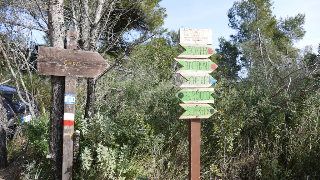 Signs indicating the various MTB trails