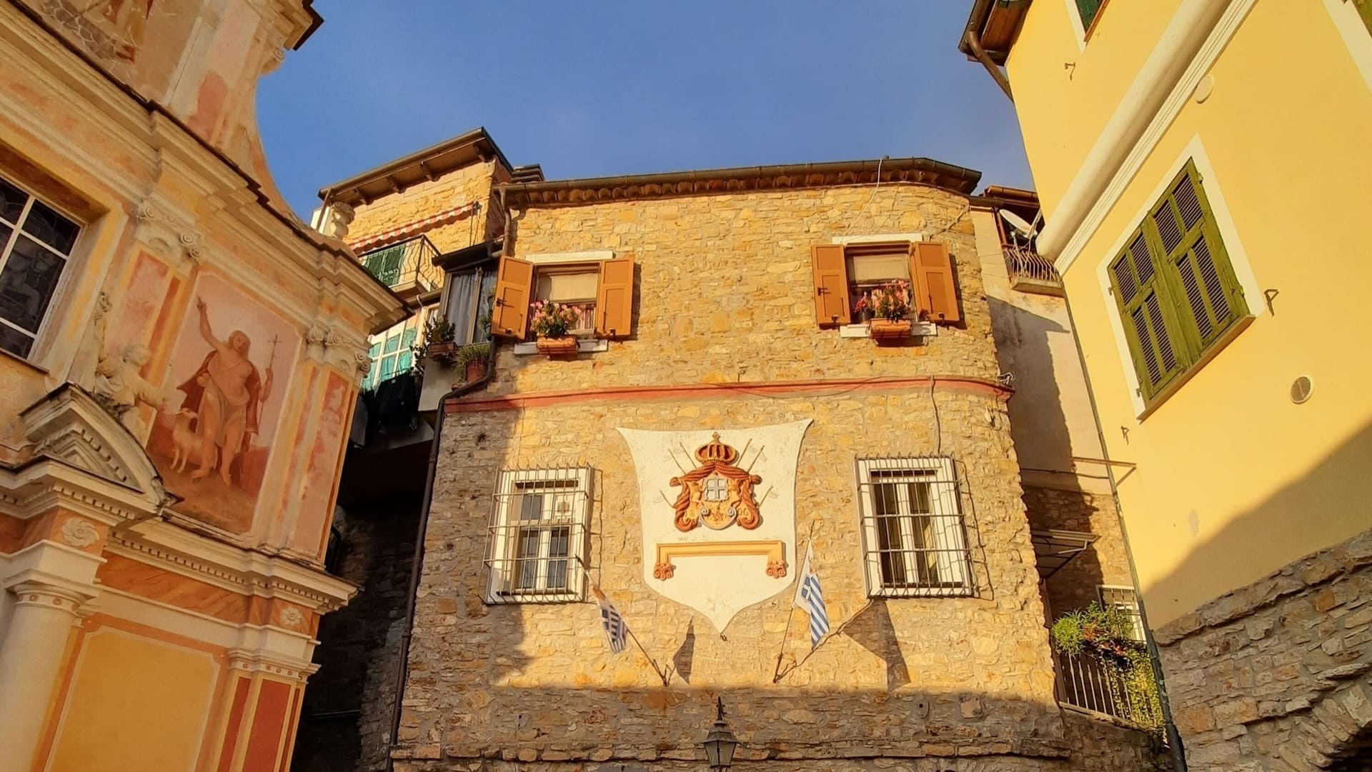 Facade of the Palazzo dei Monaci in Seborga