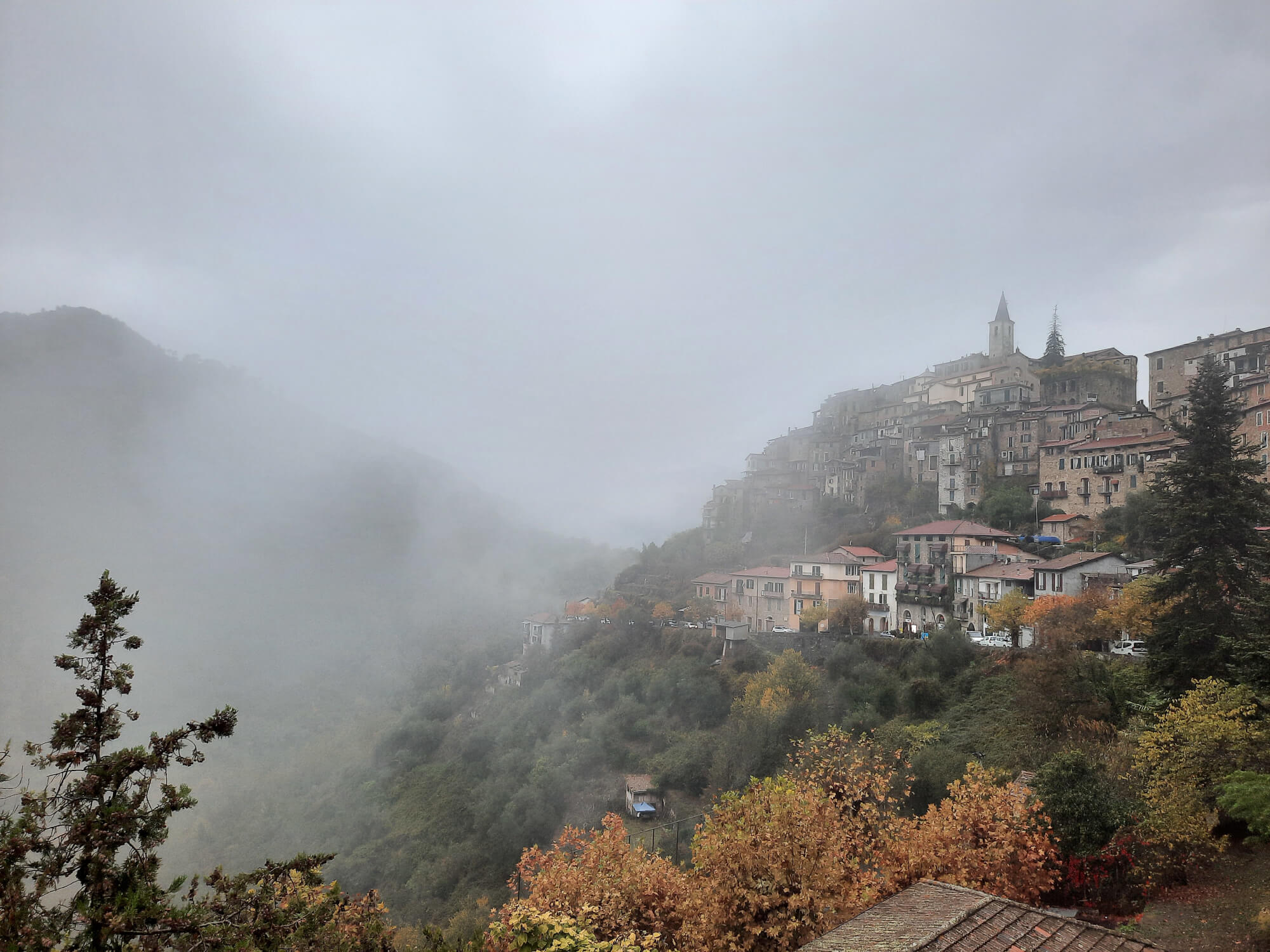 We visit Apricale, the village perched on the hillside