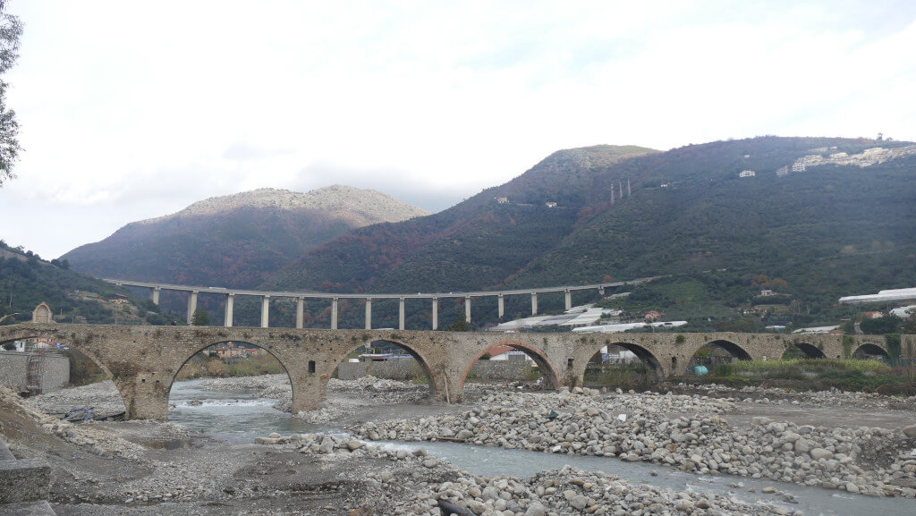 View of the medieval bridge of Taggia