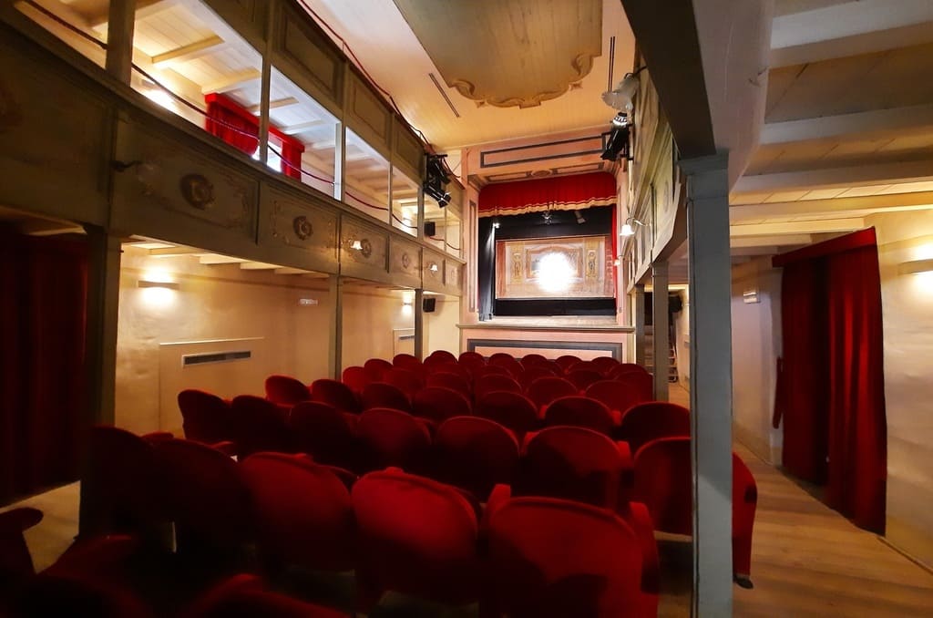 The interior of the Salvini Theatre in Pieve di Teco