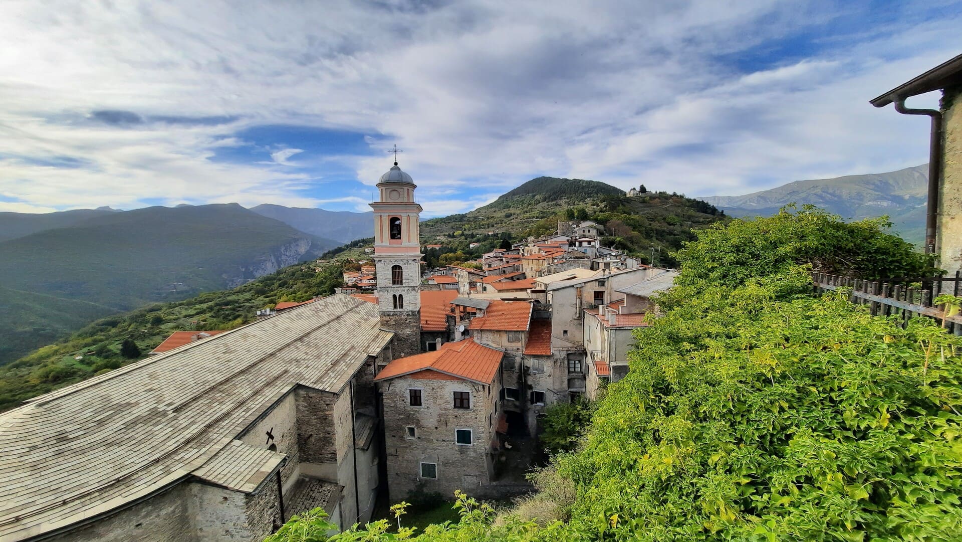The panorama over the village of Triora from San Dalmazzo